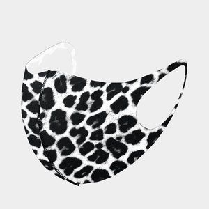 Fashion White & Black Leopard Print Face Mask